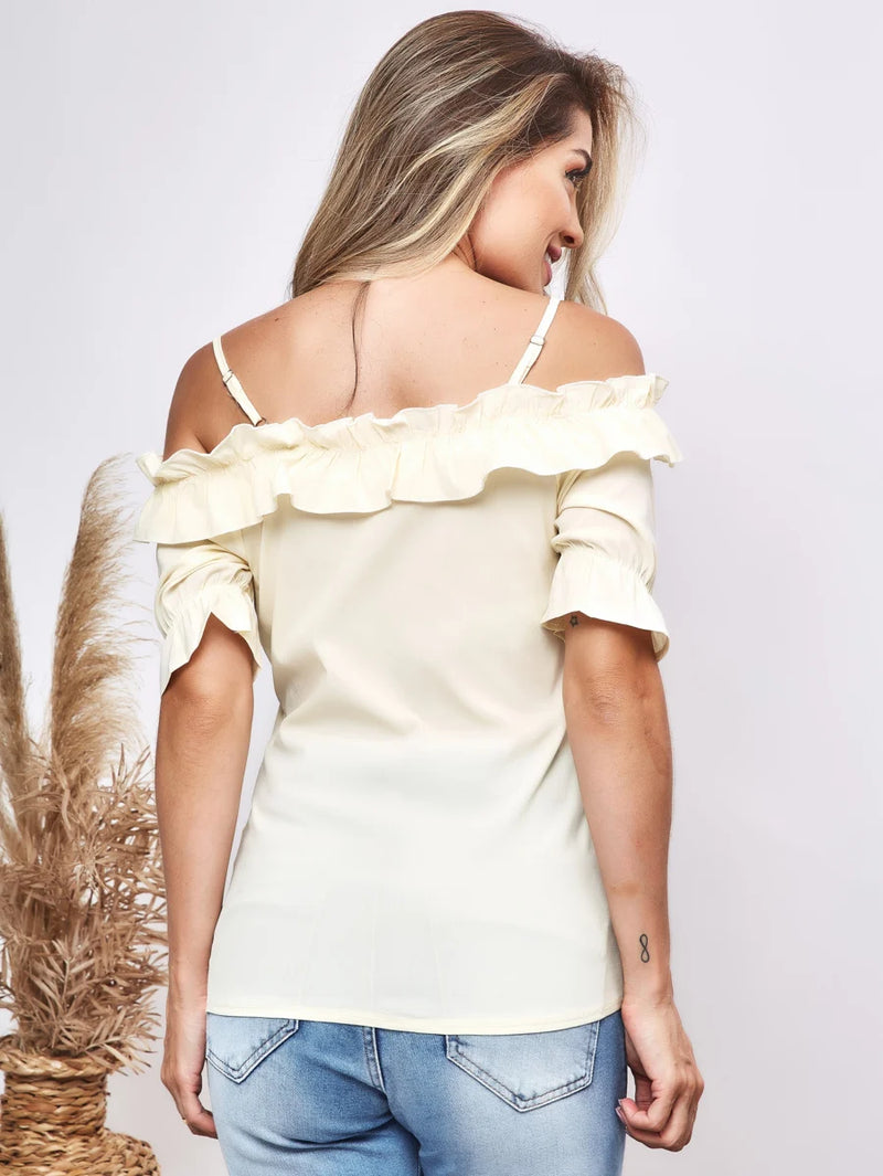 Blusa Feminina de Manga Curta Florida: Elegância e Versatilidade em um Design Sofisticado e Suave - Envio Rápido para Todo o Brasil