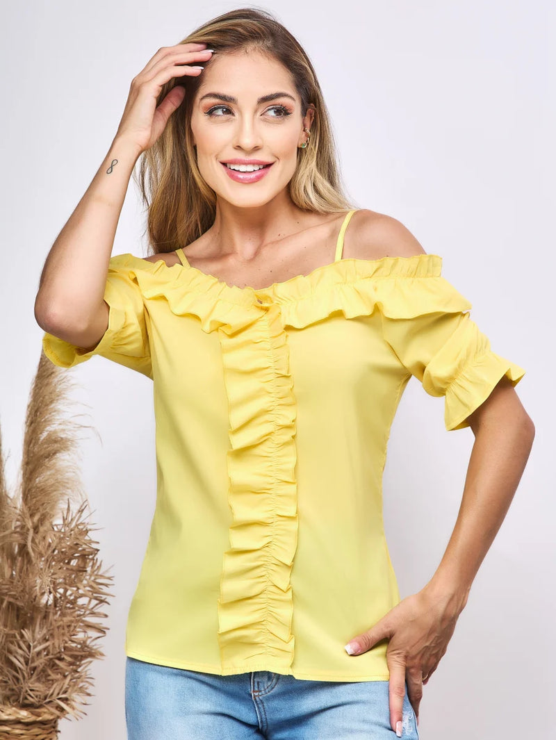 Blusa Feminina de Manga Curta Florida: Elegância e Versatilidade em um Design Sofisticado e Suave - Envio Rápido para Todo o Brasil