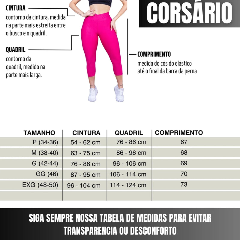 Calças Legging Fitness Corsario Femininas