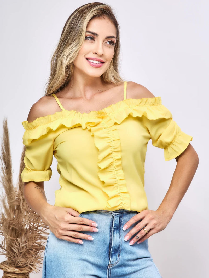 Blusa Feminina de Manga Curta Florida: Elegância e Versatilidade em um Design Sofisticado e Suave - Envio Rápido para Todo o Brasil