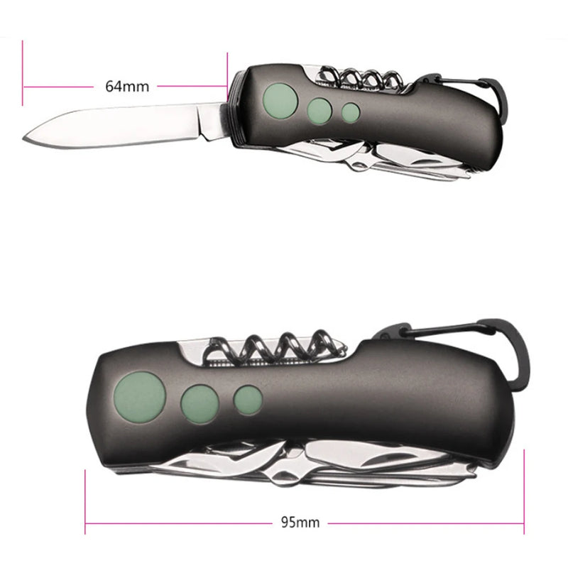 Canivete de sobrevivência de acampamento 15 em 1 Aço Inoxidável Suíço Mini Chaveiro Dobrável Faca Multi-fuction Outdoor EDC Pequenos Canivetes de Bolso