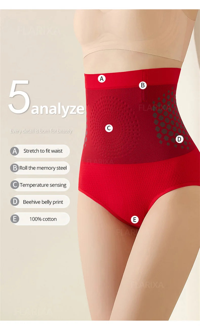 Cinta e Calcinha Sem Costura Mulheres Cintura Alta Controle de Barriga Calcinha Calor Útero Calcinha Emagrecimento Magnética Cuecas de Conforto Body Shaper