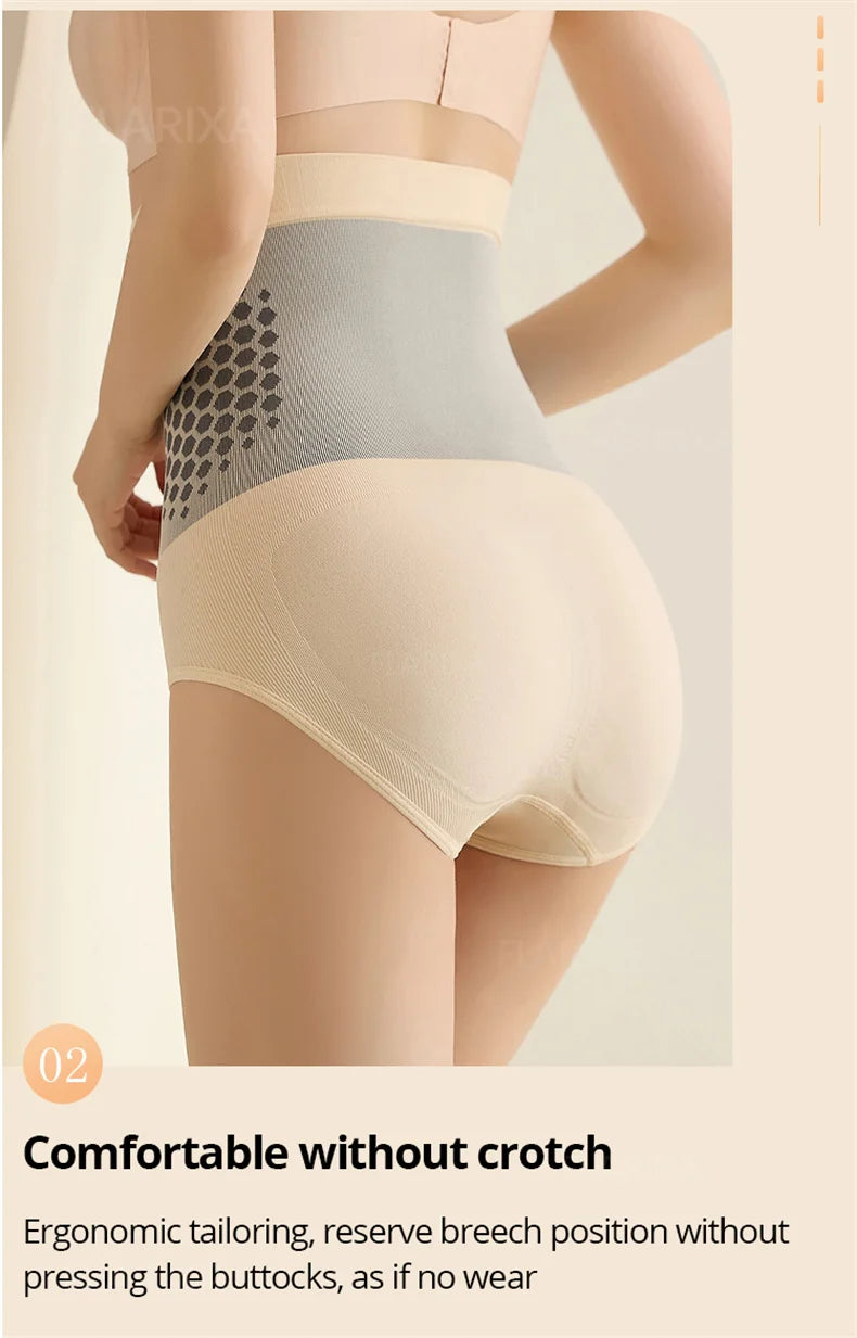 Cinta e Calcinha Sem Costura Mulheres Cintura Alta Controle de Barriga Calcinha Calor Útero Calcinha Emagrecimento Magnética Cuecas de Conforto Body Shaper