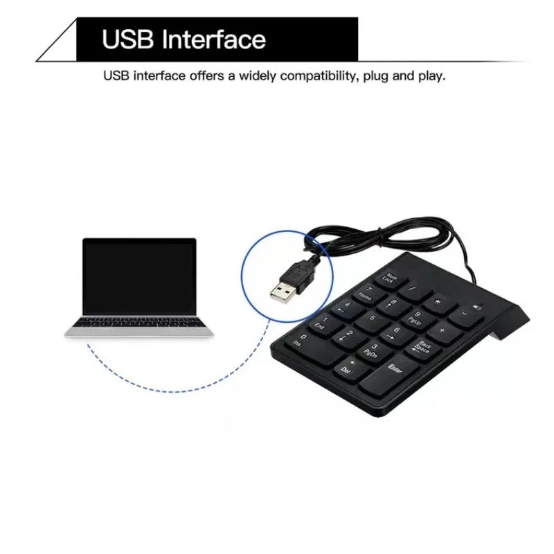 Mini Teclado Numérico Portátil Usb 18 Teclas Pc E Notebook