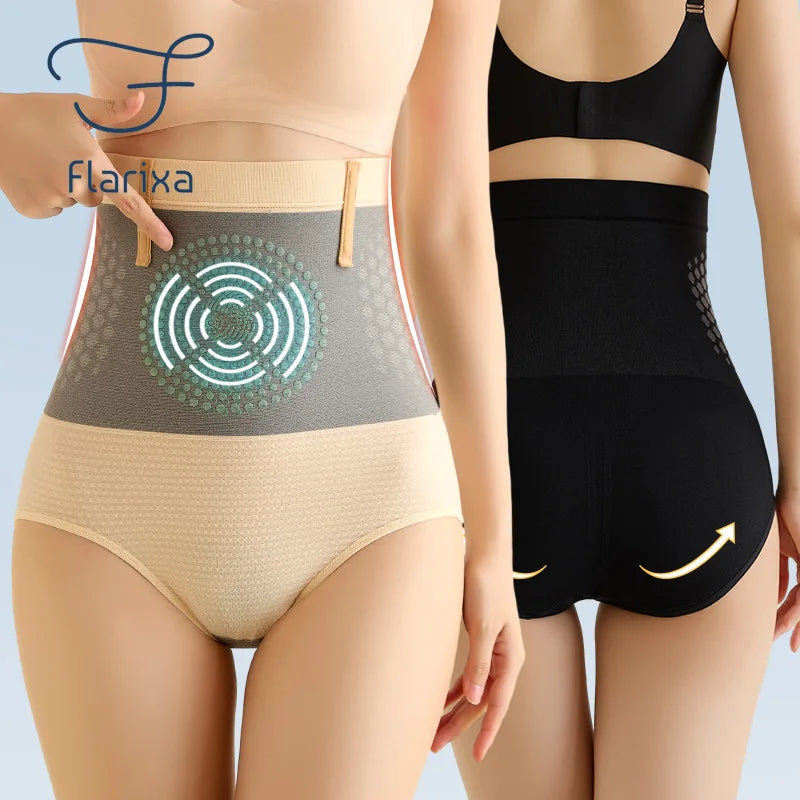 Cinta e Calcinha Sem Costura Mulheres Cintura Alta Controle de Barriga Calcinha Calor Útero Calcinha Emagrecimento Magnética Cuecas de Conforto Body Shaper