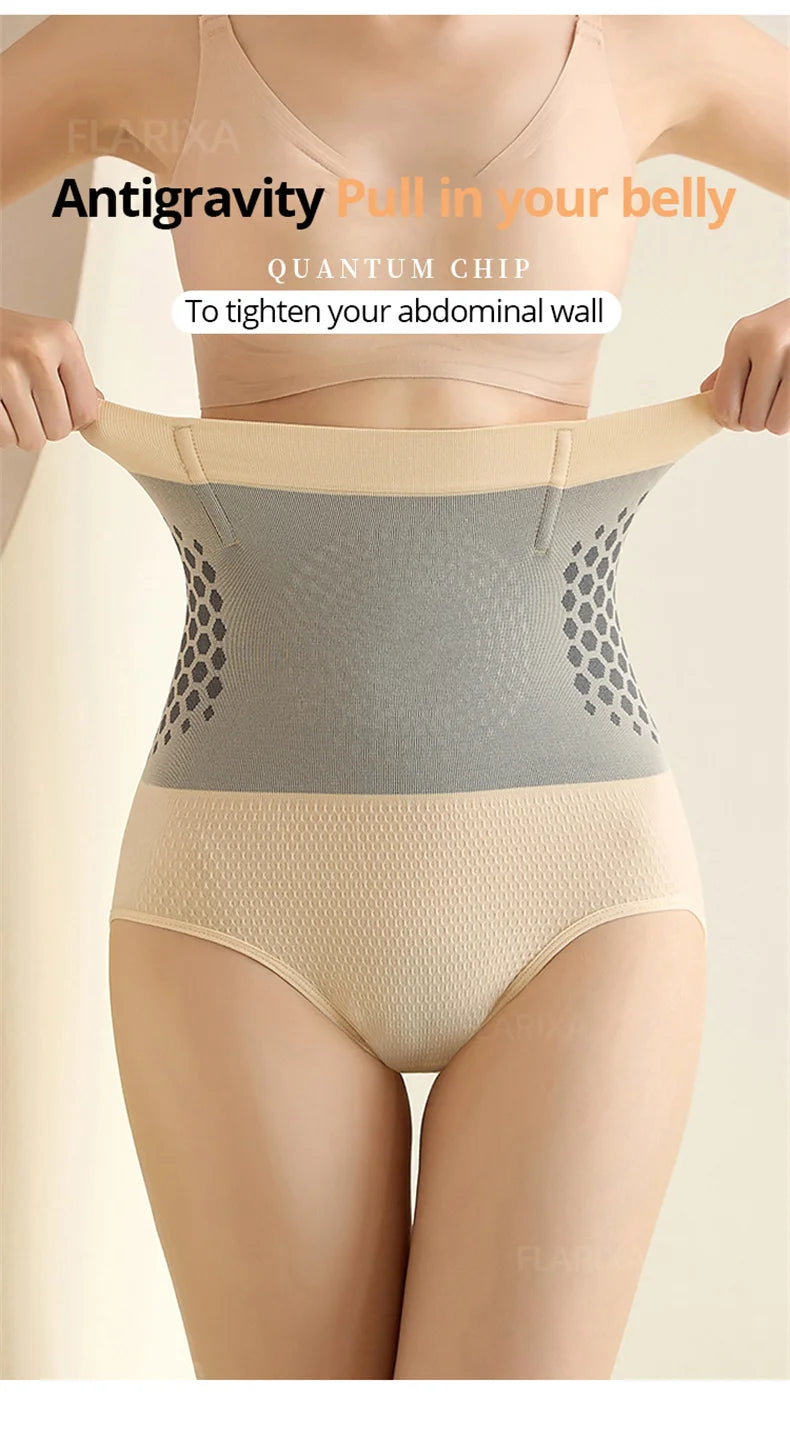 Cinta e Calcinha Sem Costura Mulheres Cintura Alta Controle de Barriga Calcinha Calor Útero Calcinha Emagrecimento Magnética Cuecas de Conforto Body Shaper