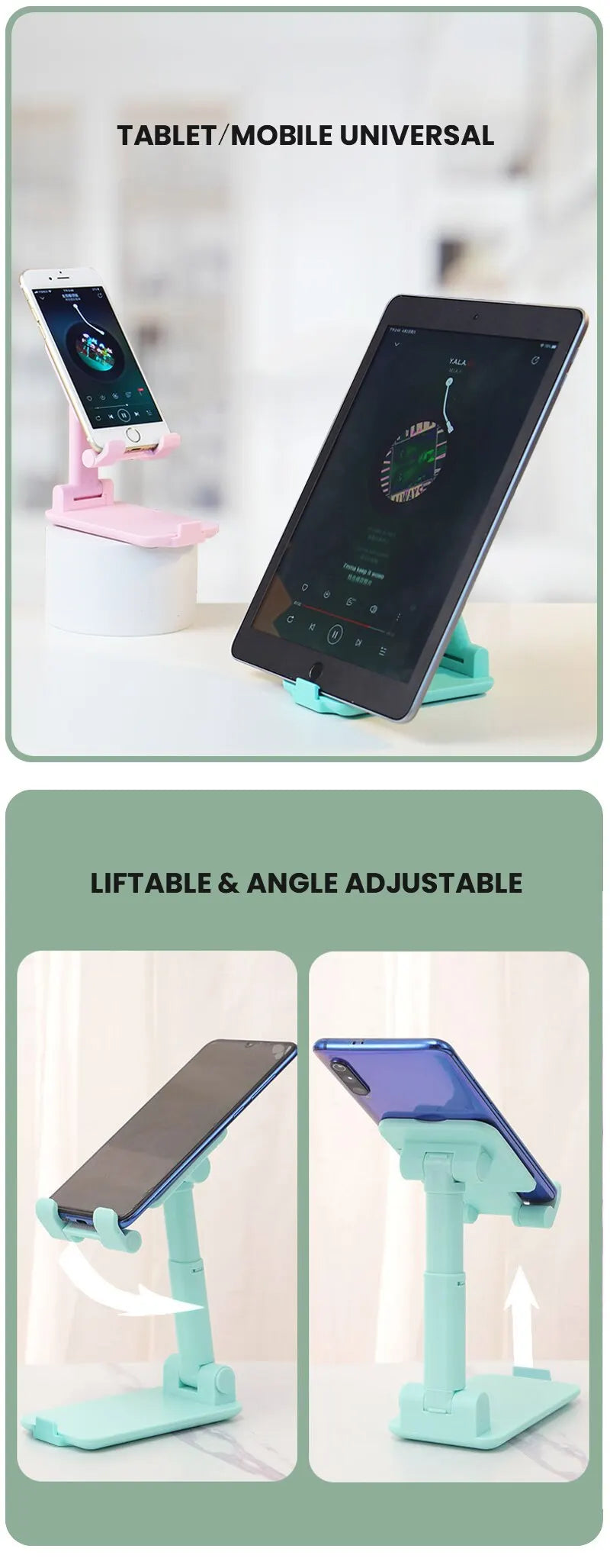 Foldable Phone Stand Adjustable Angle And Height With Silicone Pad Suitable For Desktop Fully Foldable Phone Stand Compatible